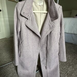 LOFT Women's Lilac and White Herringbone Trench Coat